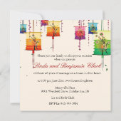 カラフルなランタン 桜 鳥 記念日 招待状 (裏面)