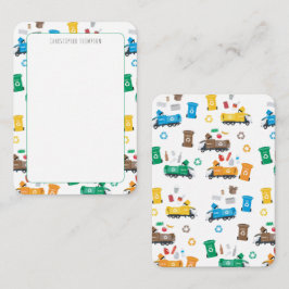 カラフルなリサイクルごみ収集車の子供たち ノートカード