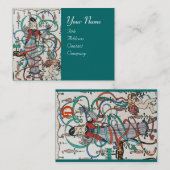 カラフルなリボンが渦巻くキューピッドの若い少女 名刺 (正面/裏面)