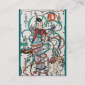 カラフルなリボンが渦巻くキューピッドの若い少女 名刺 (裏面)