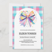 カラフルなリボンのベビーシャワー 招待状 (正面)