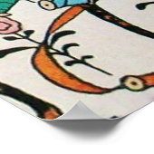 カラフルなリボンの渦巻きとキューピッドの若い少女 ポスター (角)