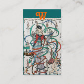 カラフルなリボンの渦巻きとキューピッドの若い少女 名刺 (裏面)