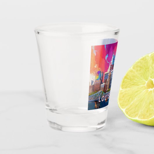 カラフルなルイビル市街の抽象アート ショットグラス (左)