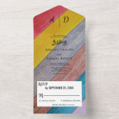 カラフルなルスティックウッド オールインワン ウェディング招待状 オールインワン招待状 (内側)