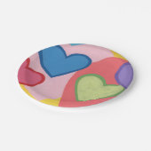 カラフルなレイヤードハート紙皿 ペーパープレート (アングル)
