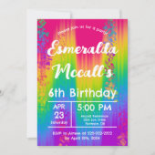 カラフルなレインボーオンブル子供の誕生日パーティー 招待状 (正面)