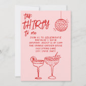 カラフルなレッドピンクトークサーティ 30歳の誕生日 招待状 (正面)