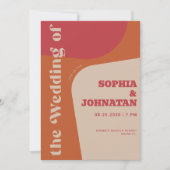 カラフルなレトロで大胆なタイポグラフィーの結婚式 招待状 (正面)