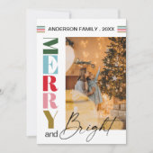 カラフルなレトロで楽しいクリスマスの写真 シーズンカード (正面)