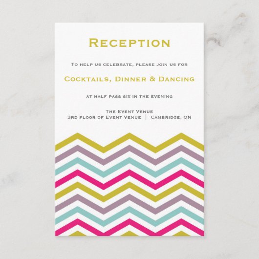 カラフルなレトロなシェブロンパターンの受付カード エンクロージャーカード (正面)