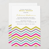 カラフルなレトロなシェブロン ウェディングシャワー招待状 招待状 (正面/裏面)
