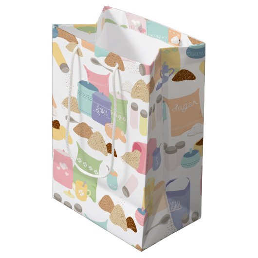 カラフルなレトロなベーキング原料容器 ミディアムペーパーバッグ (正面アングル)