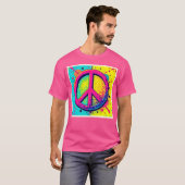 カラフルなレトロな平和のシンボル Tシャツ (正面フル)
