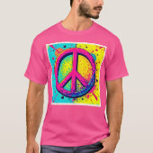カラフルなレトロな平和のシンボル Tシャツ (正面)