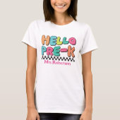 カラフルなレトロな幼稚園の先生Tシャツ Tシャツ (正面)