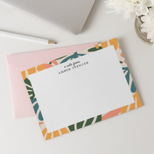 カラフルなレトロな葉のグリーービー ボタニカルキュート ノートカード