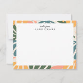 カラフルなレトロな葉のグリーービー ボタン ニカルキュート ノートカード (正面)