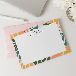 カラフルなレトロな葉のグリーービー ボタン ニカルキュート ノートカード