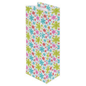 カラフルなレトロな雪の結晶のクリスマス ワインギフトバッグ (裏面アングル)