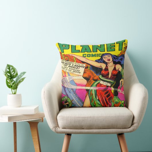 カラフルなレトロのサイファイの漫画のイラストレーション クッション (椅子)