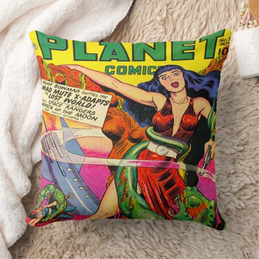 カラフルなレトロのサイファイの漫画のイラストレーション クッション (ブランケット)