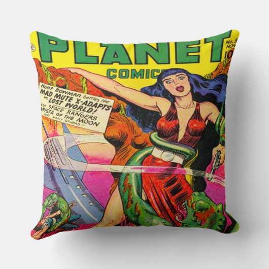 カラフルなレトロのサイファイの漫画のイラストレーション クッション (裏面)