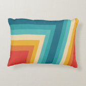 カラフルなレトロのストライプ- 70sの80sデザイン アクセントクッション (裏面)