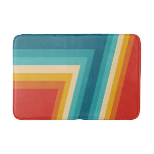 カラフルなレトロのストライプ- 70sの80sデザイン バスマット