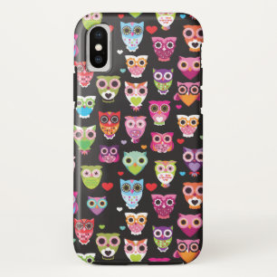 カラフルなレトロのフクロウ iPhone X ケース