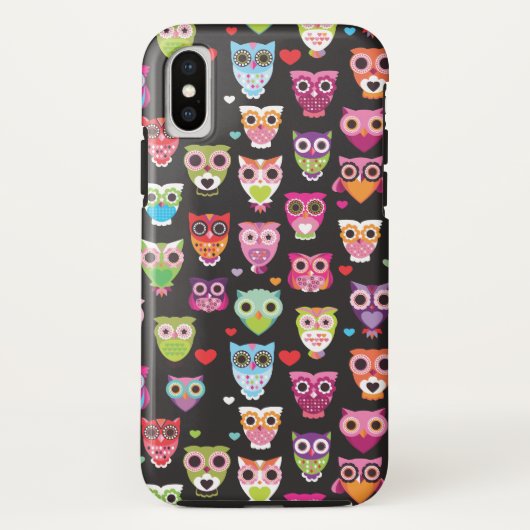 カラフルなレトロのフクロウ Case-Mate iPhoneケース (裏面)