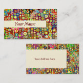 カラフルなレトロの点 + あなたの文字及びアイディア 名刺 (正面/裏面)