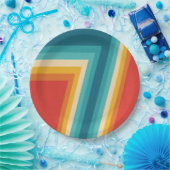 カラフルなレトロは- 70sを   の80sデザイン縞で飾ります ペーパープレート (パーティー)