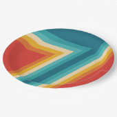 カラフルなレトロは- 70sを   の80sデザイン縞で飾ります ペーパープレート (アングル)