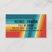 カラフルなレトロは- 70sを の80sデザイン縞で飾ります 名刺 (裏面)