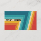 カラフルなレトロは- 70sを   の80sデザイン縞で飾ります 名刺 (正面)