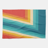 カラフルなレトロは- 70s   80sのデザインを縞で飾ります キッチンタオル (横)