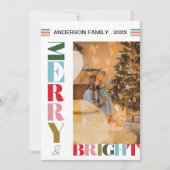 カラフルなレトロクリスマスの楽しい写真 シーズンカード (正面)