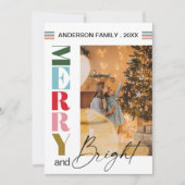 カラフルなレトロクリスマスの楽しい写真 シーズンカード (正面)