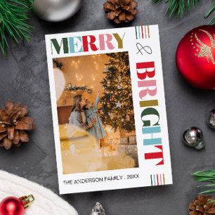 カラフルなレトロクリスマスの楽しい写真 シーズンカード