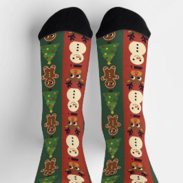 カラフルなレトロクリスマスクルーソックス ソックス