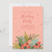 カラフルなレトロクリスマス フラワー ホリデーパーティー 招待状 (正面)
