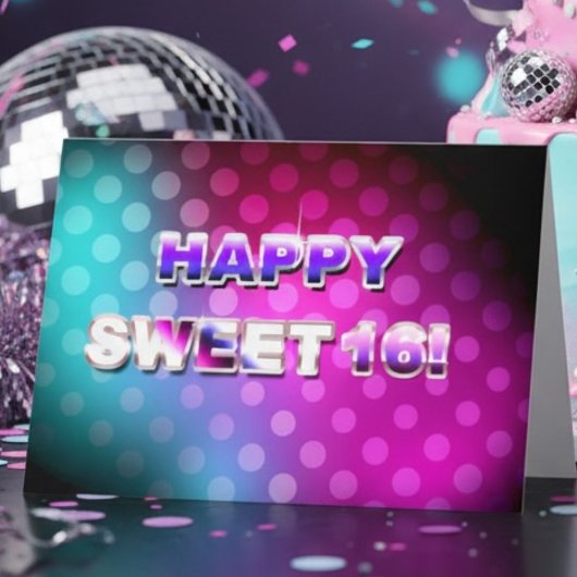 カラフルなレトロスイート16歳の誕生日 カード
