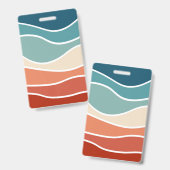 カラフルなレトロスタイルの波 バッジ (正面＆裏面)