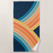 カラフルなレトロスタイルの虹 ビーチタオル (正面)