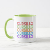 カラフルなレトロスタックデザインのCursillo DeColores マグカップ (左)