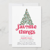 カラフルなレトロツリー ホリデー お気に入りのもの パーティー 招待状 (正面)