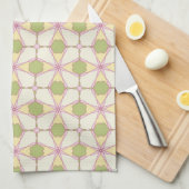 カラフルなレトロパターン背景3 キッチンタオル (四つ折り)