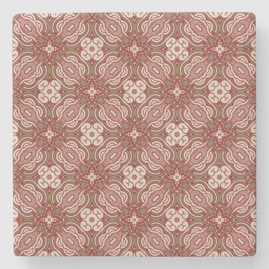 カラフルなレトロパターン背景4 ストーンコースター (正面)