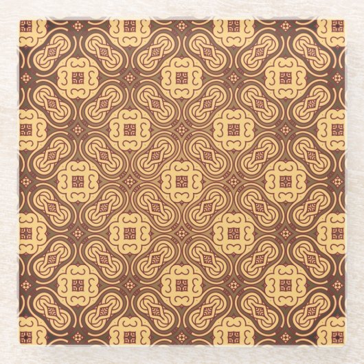 カラフルなレトロパターン背景 ガラスコースター (正面)